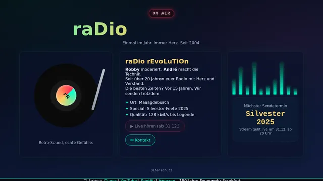 Screenshot der Website wir-on-air.de (raDio rEvoLuTiOn)